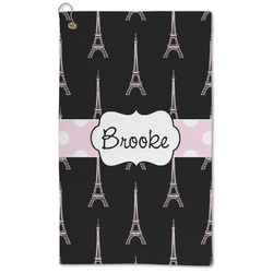 Black Eiffel Tower Microfiber Golf Towel (Personalized)