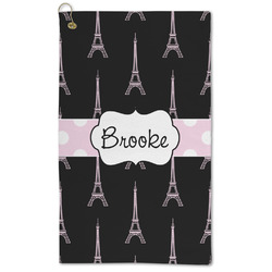 Black Eiffel Tower Microfiber Golf Towel - Large (Personalized)