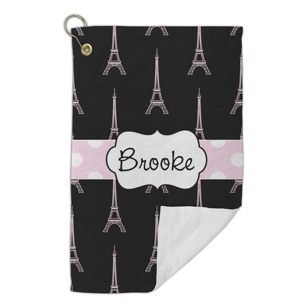 Black Eiffel Tower Microfiber Golf Towels Small - FRONT FOLDED