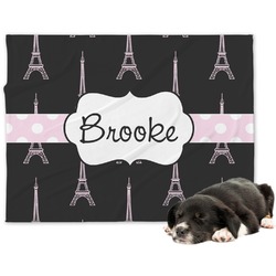 Black Eiffel Tower Dog Blanket - Large (Personalized)