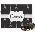 Black Eiffel Tower Dog Blanket (Personalized)