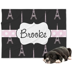 Black Eiffel Tower Dog Blanket (Personalized)