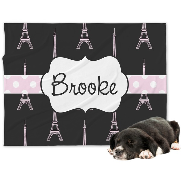 Custom Black Eiffel Tower Dog Blanket (Personalized)