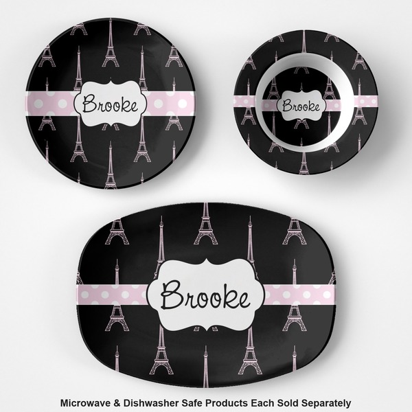 Black Eiffel Tower Microwave & Dishwasher Safe CP Plastic Dishware - Group