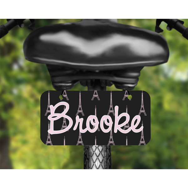 Black Eiffel Tower Mini License Plate on Bicycle - LIFESTYLE Two holes