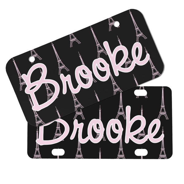 Black Eiffel Tower Mini License Plates - MAIN (4 and 2 Holes)