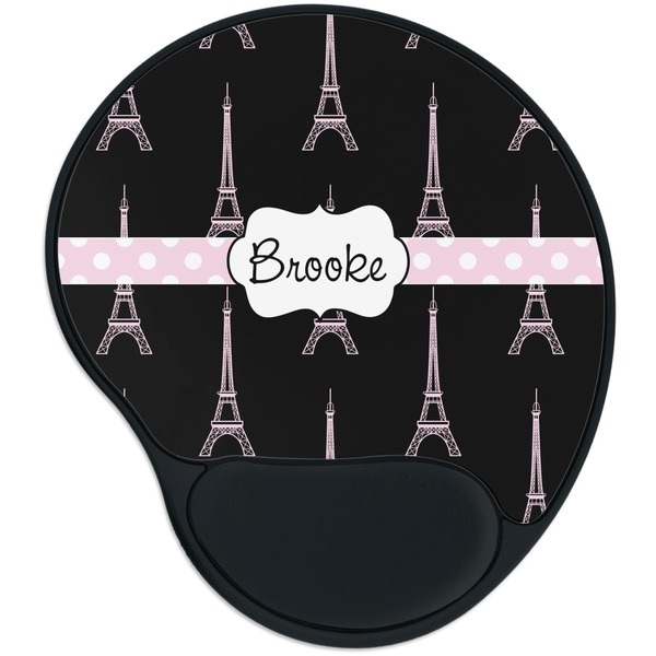 Custom Black Eiffel Tower Mouse Pad with Wrist Support
