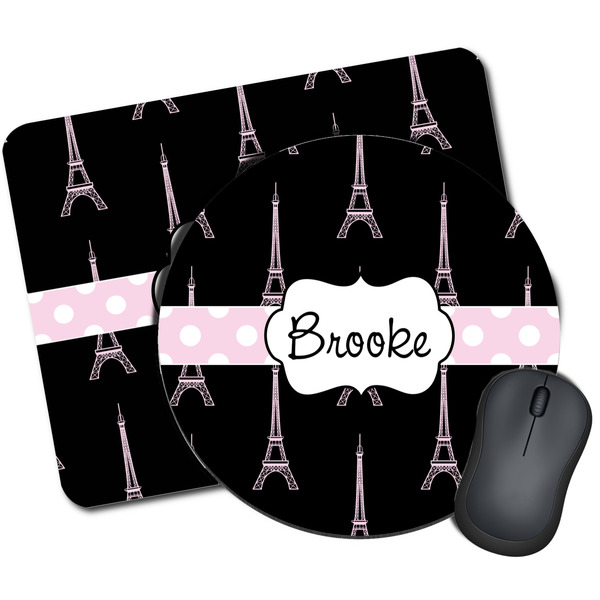 Custom Black Eiffel Tower Mouse Pad (Personalized)