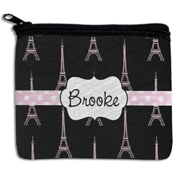 Black Eiffel Tower Rectangular Coin Purse (Personalized)