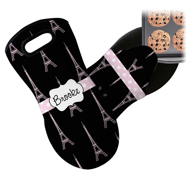 Black Eiffel Tower Neoprene Oven Mitt