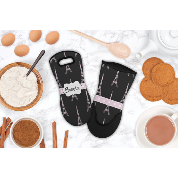 Black Eiffel Tower Neoprene Oven Mitt - Lifestyle Image
