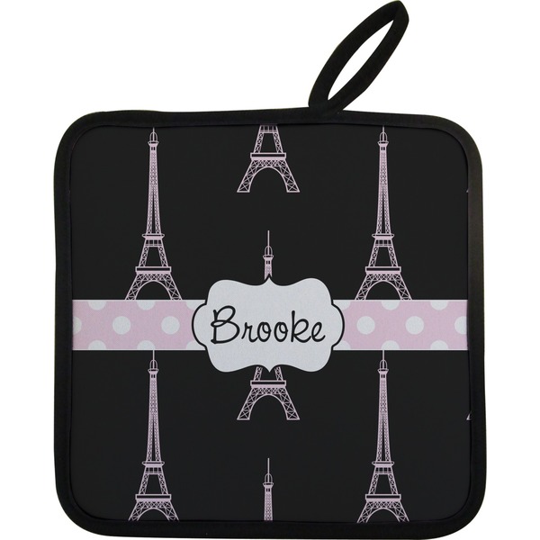 Black Eiffel Tower Neoprene Pot Holder