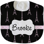Black Eiffel Tower Velour Baby Bib w/ Name or Text