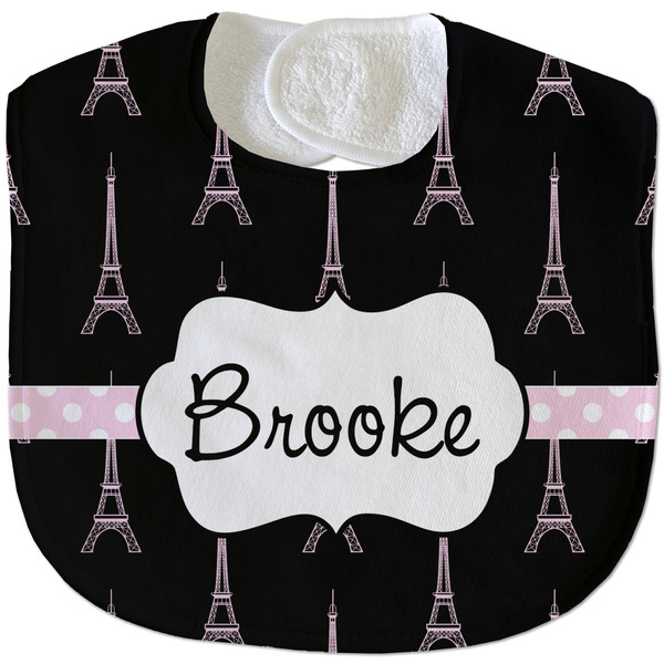 Black Eiffel Tower New Baby Bib - Closed and Folded