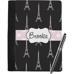 Black Eiffel Tower Notebook Padfolio - Large w/ Name or Text