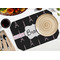 Black Eiffel Tower Octagon Placemat - Single front (LIFESTYLE) Flatlay