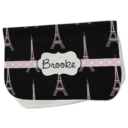 Black Eiffel Tower Burp Cloth - Fleece w/ Name or Text