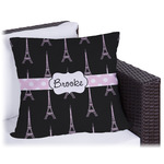 Black Eiffel Tower Outdoor Pillow - 16" (Personalized)