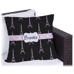 Black Eiffel Tower Outdoor Pillow - 20" (Personalized)