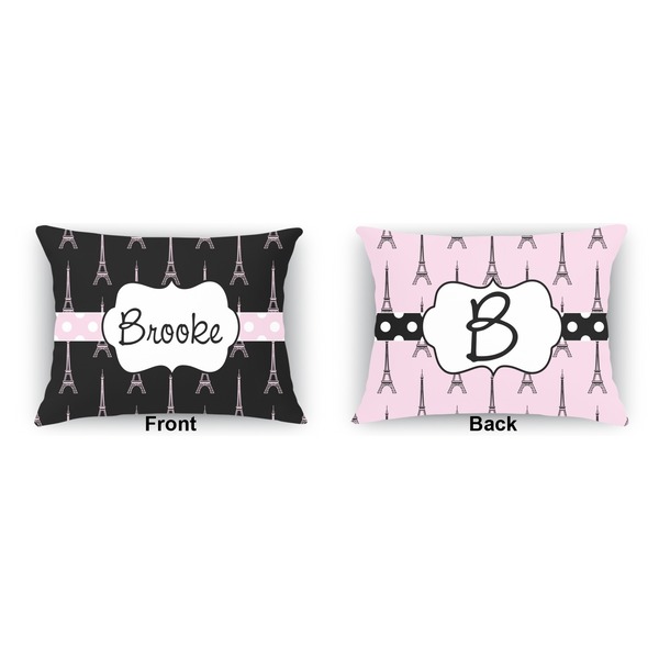 Black Eiffel Tower  Outdoor Rectangular Throw Pillow (Front and Back)