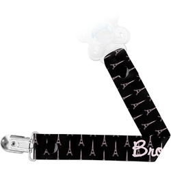 Black Eiffel Tower Pacifier Clip (Personalized)