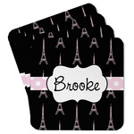 Black Eiffel Tower Paper Coasters w/ Name or Text