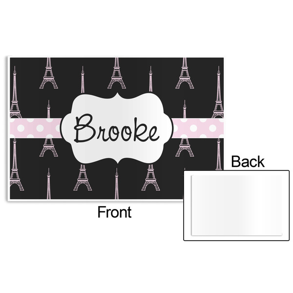 Black Eiffel Tower Disposable Paper Placemat - Front & Back