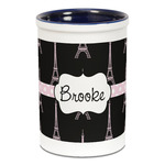 Black Eiffel Tower Ceramic Pencil Holders - Blue