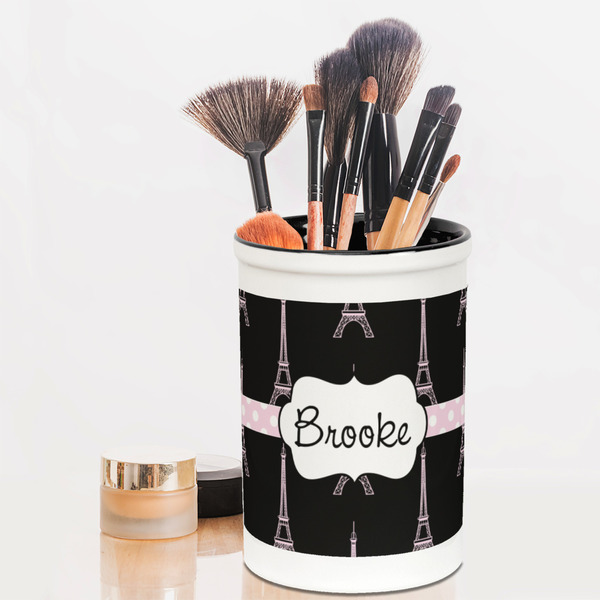 Black Eiffel Tower Pencil Holder - LIFESTYLE makeup