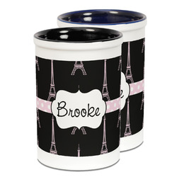 Black Eiffel Tower Ceramic Pencil Holder - Large