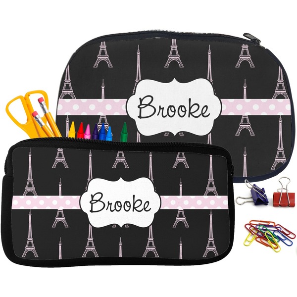 Black Eiffel Tower Pencil / School Supplies Bags Small and Medium
