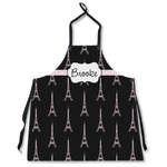 Black Eiffel Tower Apron Without Pockets w/ Name or Text