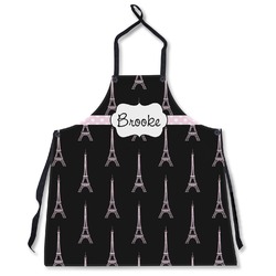 Black Eiffel Tower Apron Without Pockets w/ Name or Text