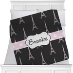 Black Eiffel Tower Minky Blanket - Toddler / Throw - 60"x50" - Single Sided (Personalized)