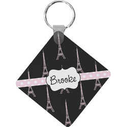 Black Eiffel Tower Diamond Plastic Keychain w/ Name or Text