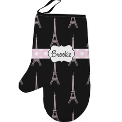 Black Eiffel Tower Left Oven Mitt (Personalized)