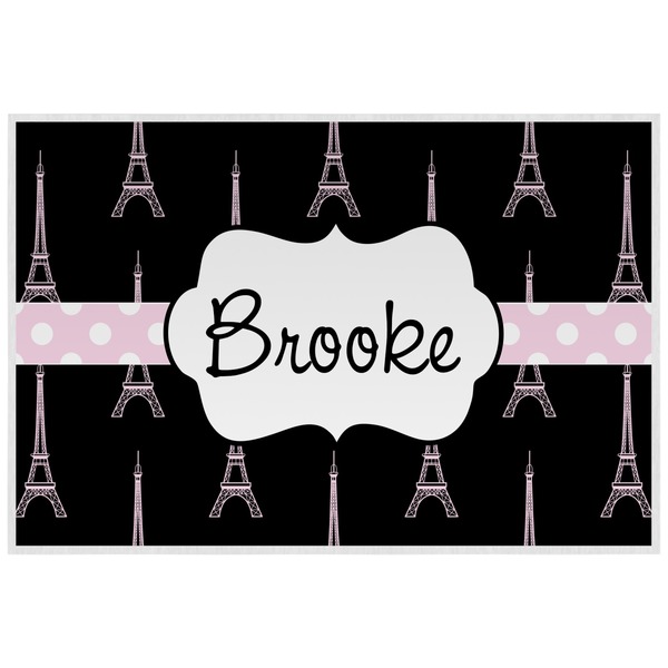 Custom Black Eiffel Tower Laminated Placemat w/ Name or Text