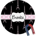 Black Eiffel Tower Round Fridge Magnet (Personalized)