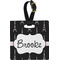 Black Eiffel Tower Plastic Luggage Tag - Square w/ Name or Text