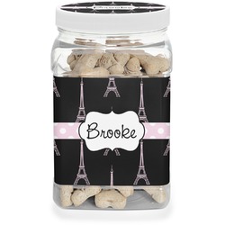 Black Eiffel Tower Dog Treat Jar (Personalized)