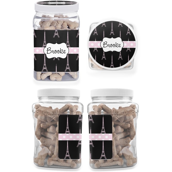 Black Eiffel Tower Pet Treat Jar - Multiple Angles