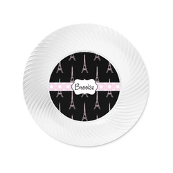 Black Eiffel Tower Plastic Party Appetizer & Dessert Plates - 6" (Personalized)