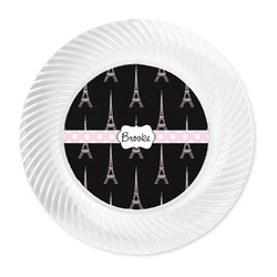 Black Eiffel Tower Plastic Party Dinner Plates - 10" (Personalized)