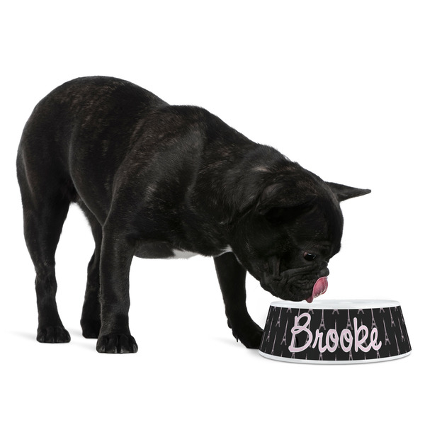 Black Eiffel Tower Plastic Pet Bowls - Medium - LIFESTYLE