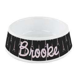 Black Eiffel Tower Plastic Dog Bowl - Small (Personalized)