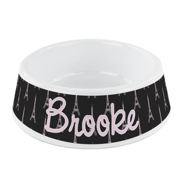 Custom Black Eiffel Tower Plastic Dog Bowl - Small (Personalized)