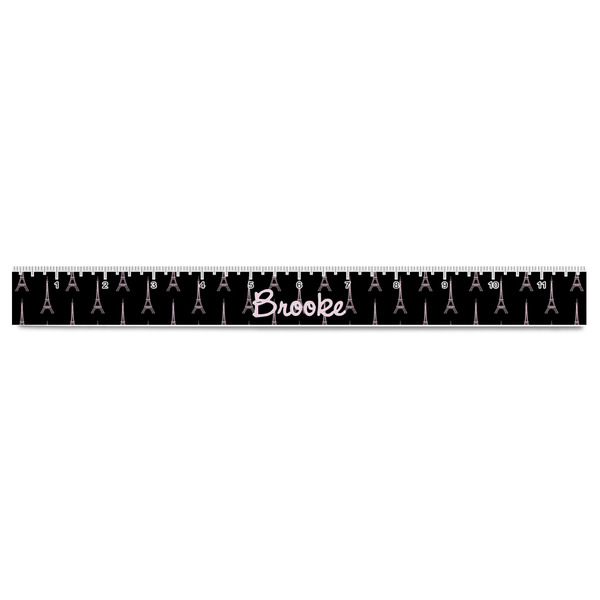 Black Eiffel Tower Plastic Ruler - 12" - FRONT