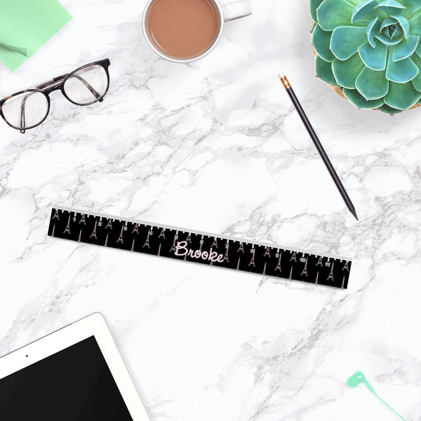 Black Eiffel Tower Plastic Ruler - 12" - LIFESTYLE