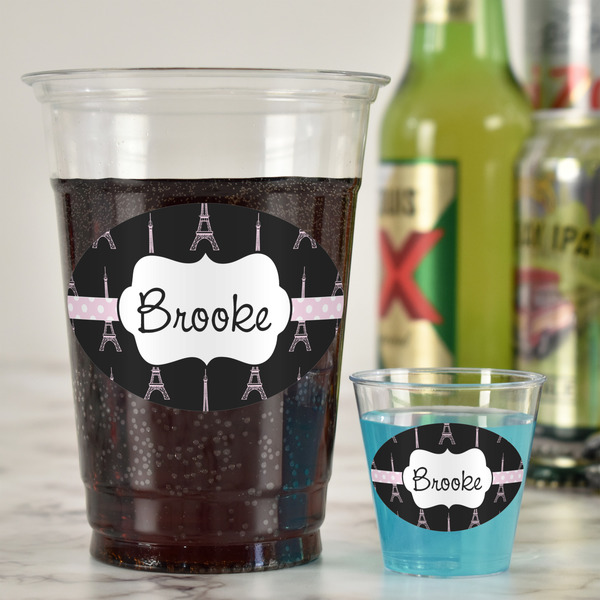 Black Eiffel Tower Plastic Shot Glasses - In Context