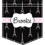 Black Eiffel Tower Iron On Faux Pocket (Personalized)